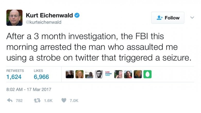 Twitter Troll Arrested For Allegedly Tweeting Seizure-Inducing Strobe GIF At Journalist