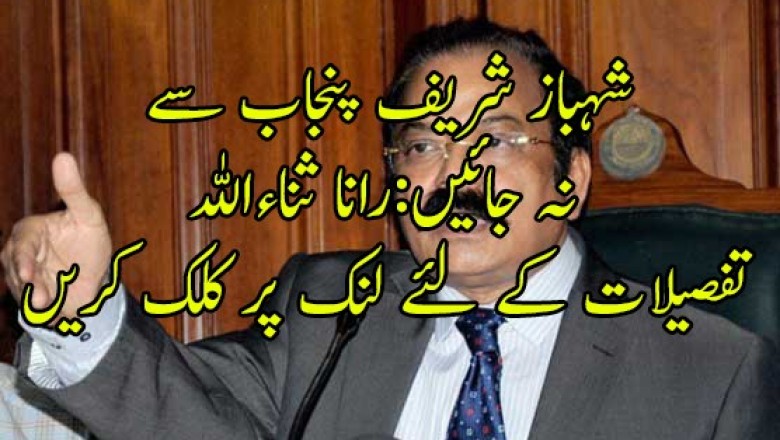  شہباز شریف پنجاب سے نہ جائیں: رانا ثناءاللہ