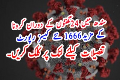 سندھ میں 24گھنٹوں کے دوران کرونا  کے مزید1666 نئے کیسز رپورٹ