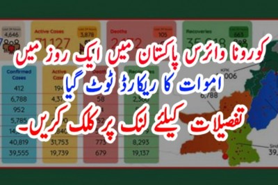 کورونا وائرس پاکستان میں ایک روز میں  اموات کا ریکارڈ ٹوٹ گیا