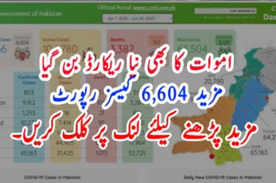 اموات کا بھی نیا ریکارڈ بن گیا مزید 6,604 کیسز رپورٹ