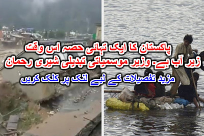 پاکستان کا ایک تہائی حصہ اس وقت زیر آب ہے۔ وزیر موسمیاتی تبدیلی شیری رحمان ۔مزید تفصیلات کے لیے لنک پر کلک کریں